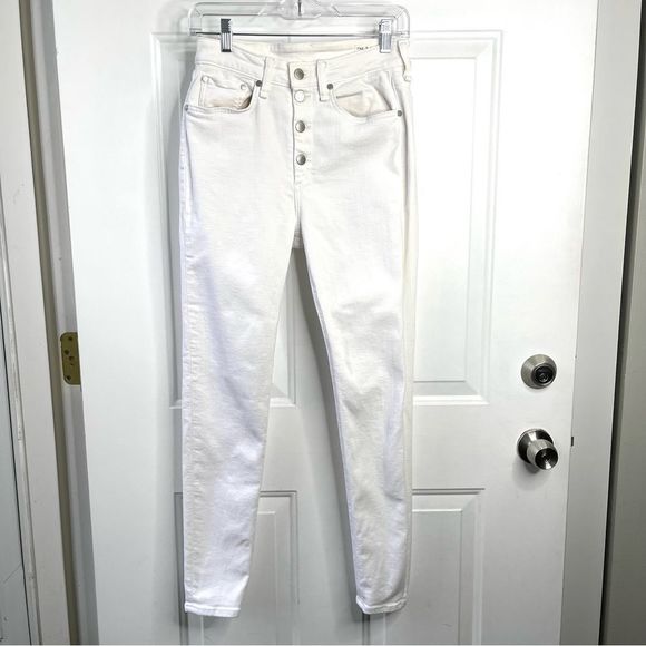 Rag & Bone Nina High Rise Ankle Skinny 5 Button White Jeans Size 28 - Picture 2 of 11
